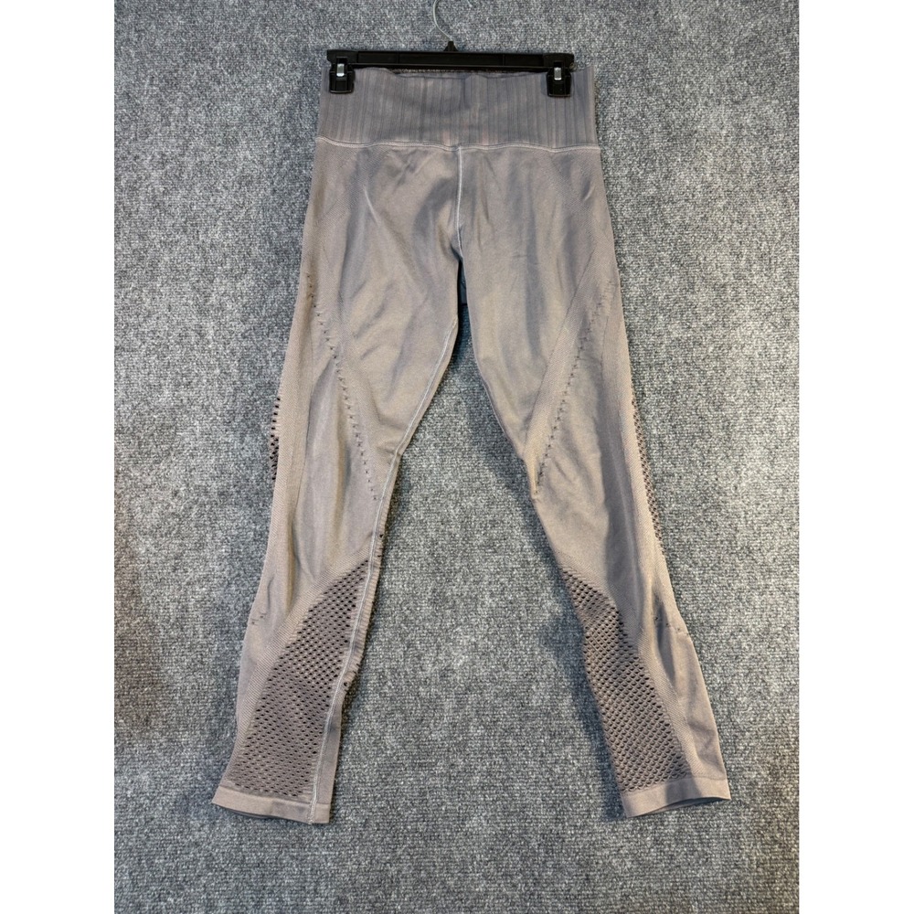 Athleta Women Grey Seamless High Rise Pointelle Laser Cut Leggings Size M